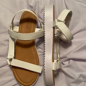 White platform sandals